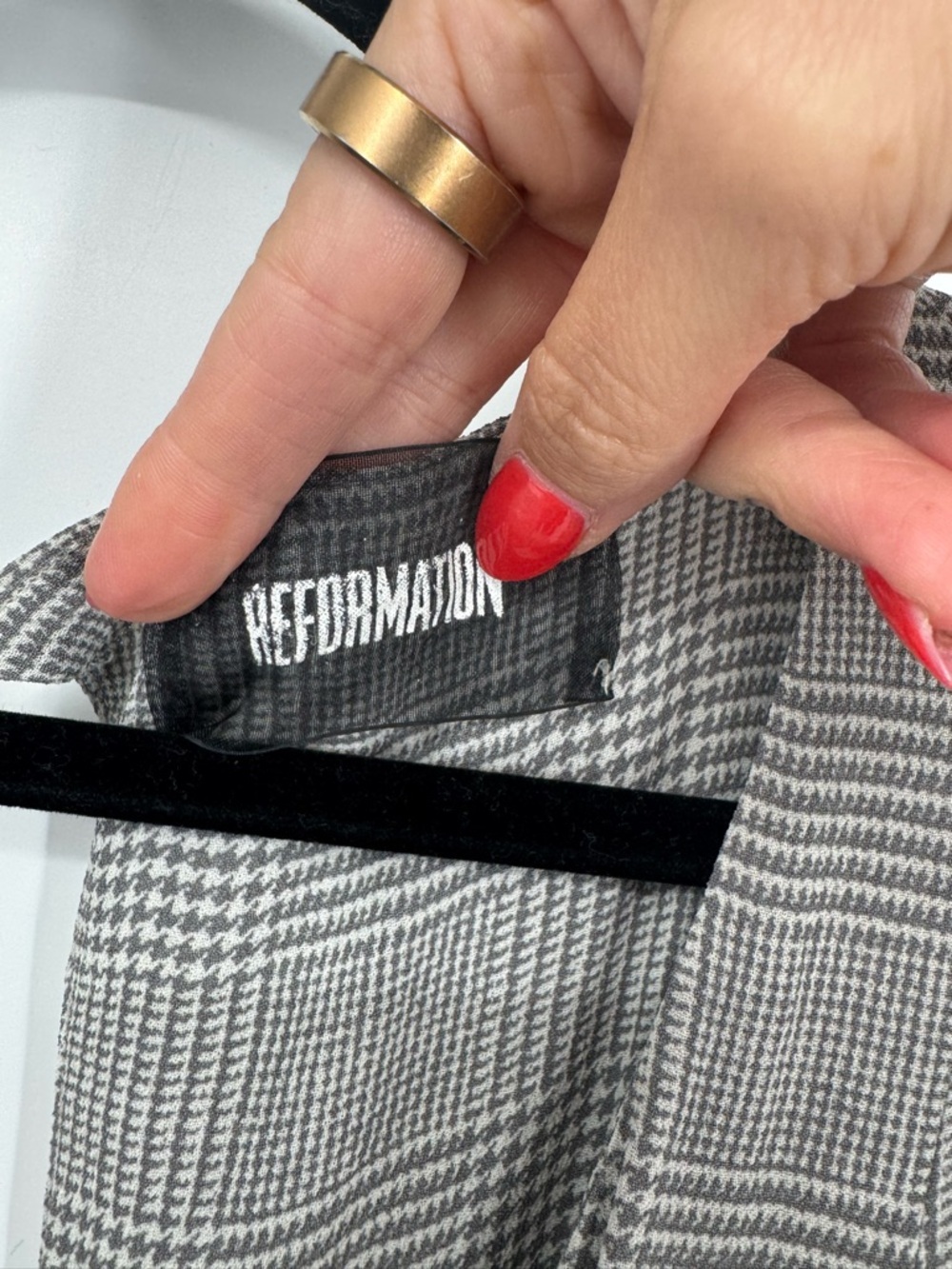 Reformation Mini Dress (Aberdeen Wilder) in gray plaid size 4 - Picture 4 of 11